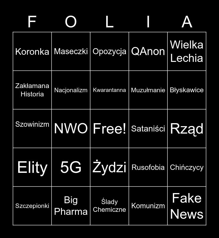 Foliarskie Bingo Card