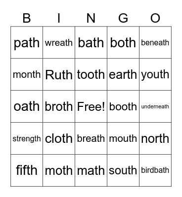 Final TH Bingo Card