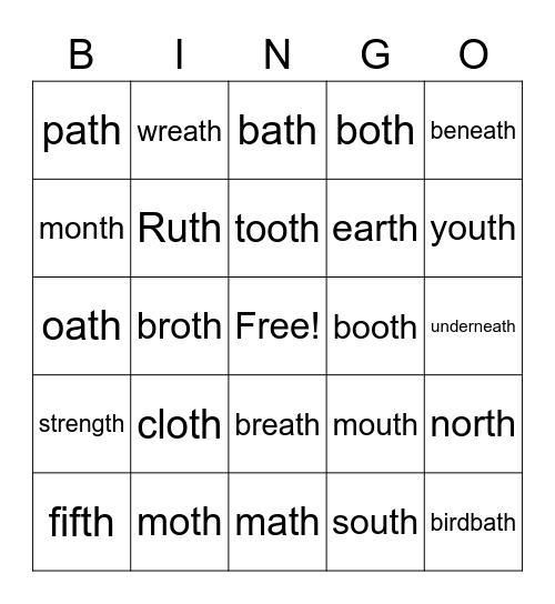 Final TH Bingo Card