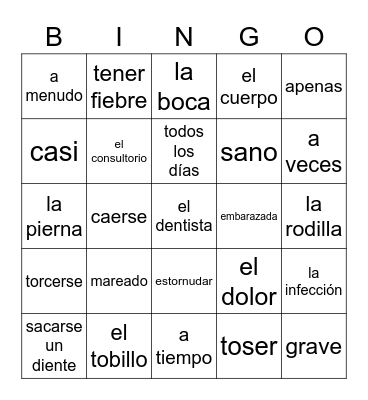 En el consultorio Bingo Card