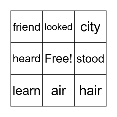 Word- O Bingo Card