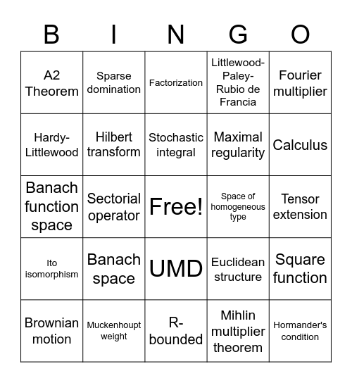 Defense Bingo Card