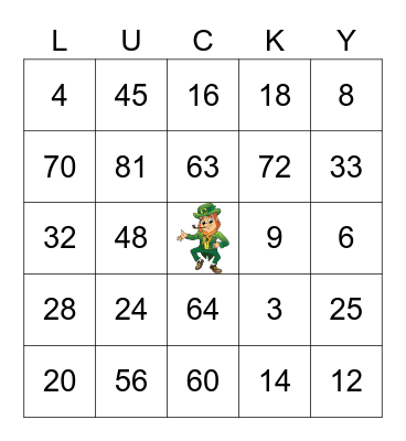 St. Patrick's Day Bingo Card