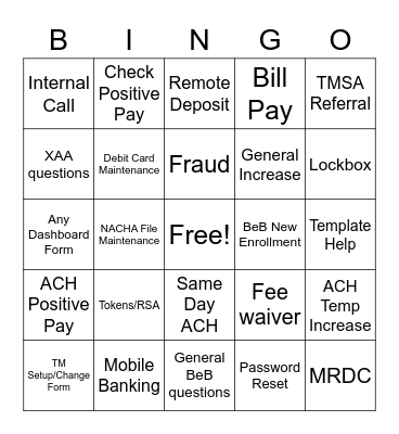 Business Client Services BINGO Card