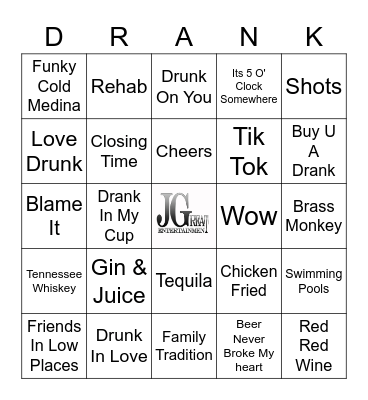 Drinking Songs Bingo Card