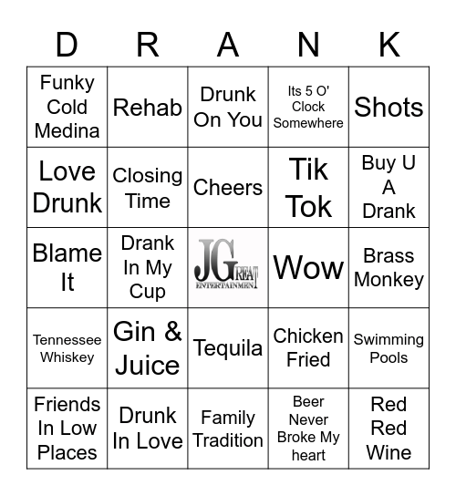 Drinking Songs Bingo Card