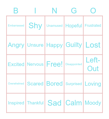 Emotions Bingo! :) Bingo Card