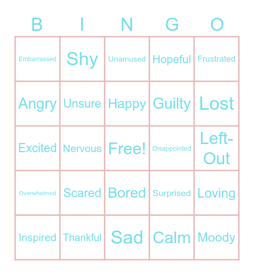 Emotions Bingo! :) Bingo Card