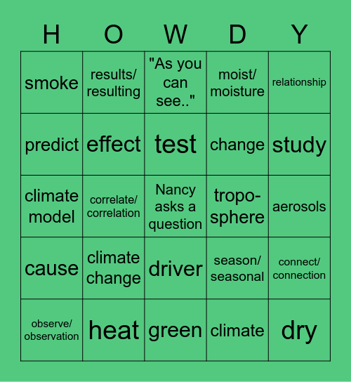 Seminar Bingo Card