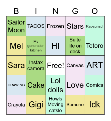Gigi's Birthday Bingo Card