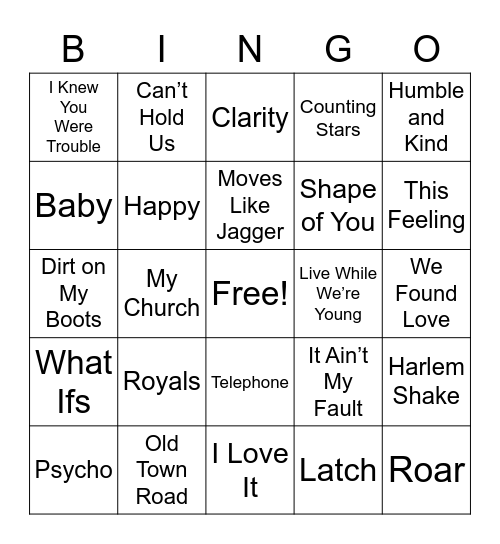 Jams from the 2010s Bingo Card