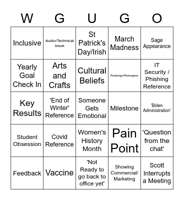 Town Hall Bingo Card