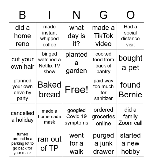 QUiNGO Bingo Card