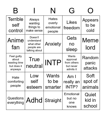 @intp_moron bingo Card