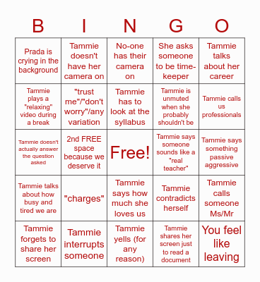 Tammie Bingo Card