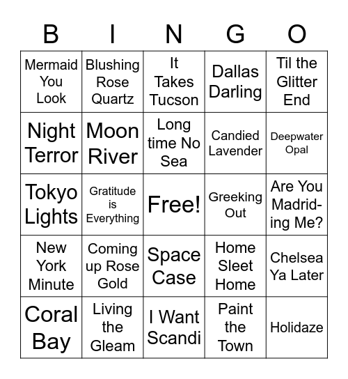 Color Street Bingo Card