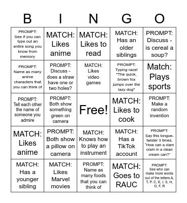 Tutoring Plus 4.2 BINGO Card