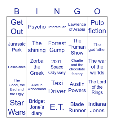 Movie bingo Card