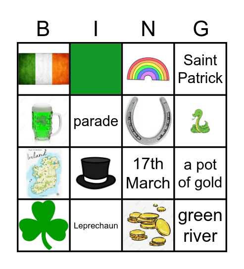 St. Patrick's Day Bingo Card