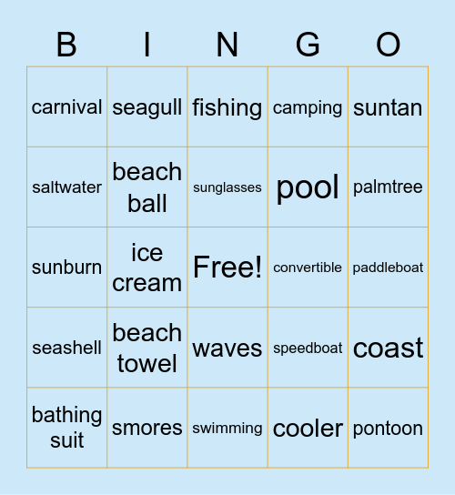 Summer FUN BINGO Card