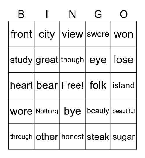 RED WORD BINGO 3 Bingo Card