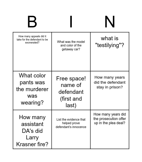 Untitled Bingo Card