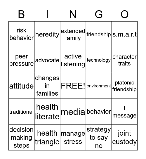 health review  Bingo Card