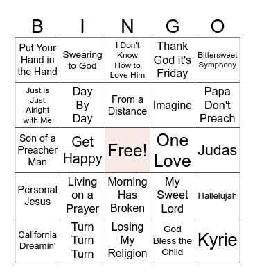 Sunday School Bingo Card