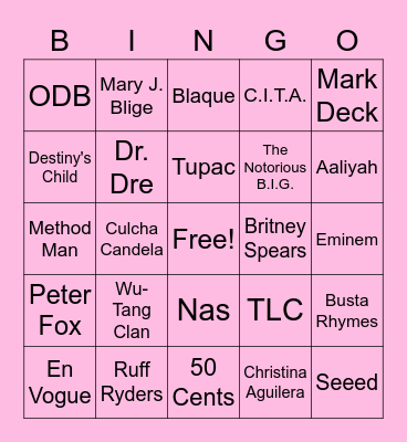 Jules' Music Bingo Card