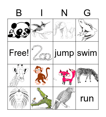 Wild animals Bingo Card