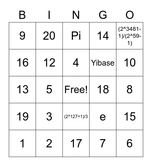 Googolisim BINGO Card