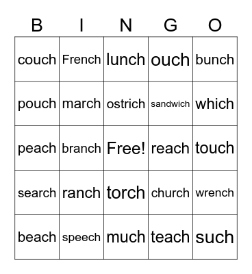 -ch Bingo Card