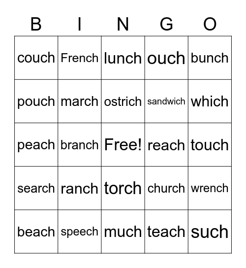 -ch Bingo Card