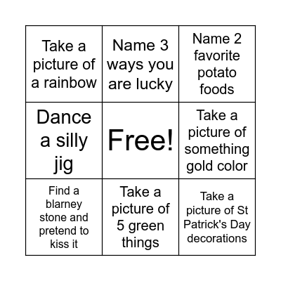 St Patrick's Day Bingo Card Bingo Card