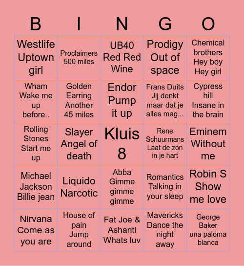 KluisBingo Card