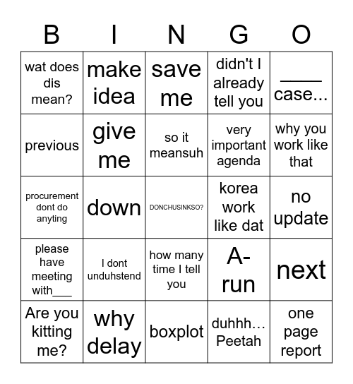 VH Site Swing Bingo Card