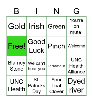 UNC Health Alliance Bingo Card