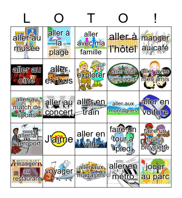 Allons-y En Vacances Bingo Card