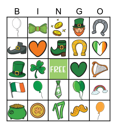 St. Patrick's Day Bingo Card