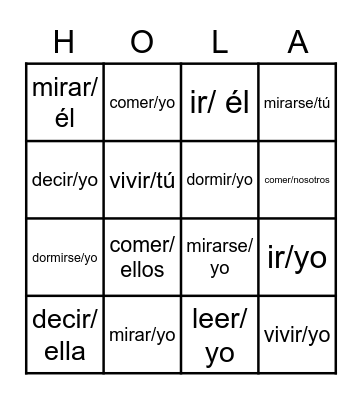 L7-L9 Preterite Verbs Bingo Card