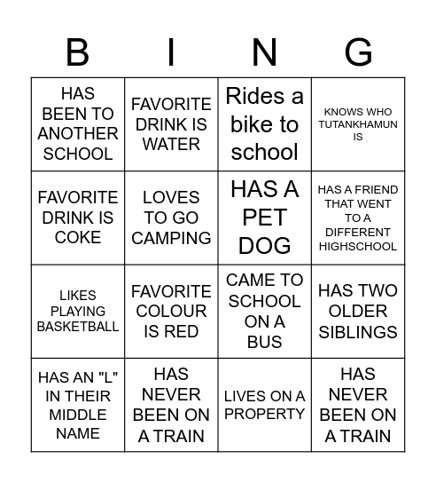 National Day of Action Against Bullying Bingo Card