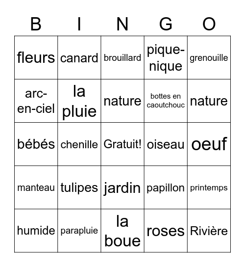 Printemps Bingo Card