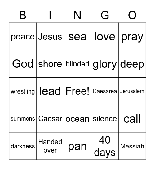 March 21 Worship Bingo (Listen for words during worship and check them off when you hear them) Just for fun - no prizes Bingo Card