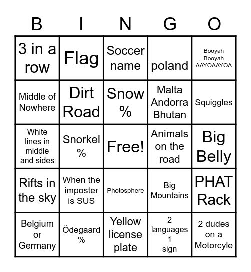 Please Take a Shower Bingo Card