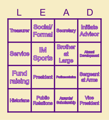 PSP POSITION HOLDERS Bingo Card