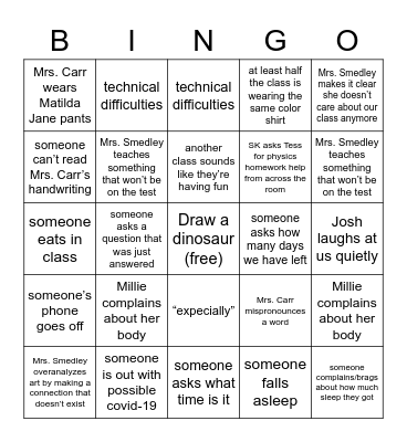 Alka Seltzer Bingo Card