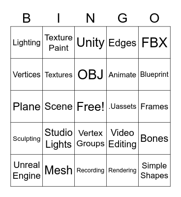 3D Animtion Bingo Card