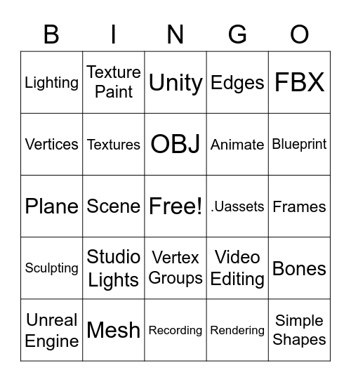 3D Animtion Bingo Card