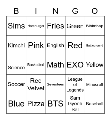 What's your favorite... Bingo Card