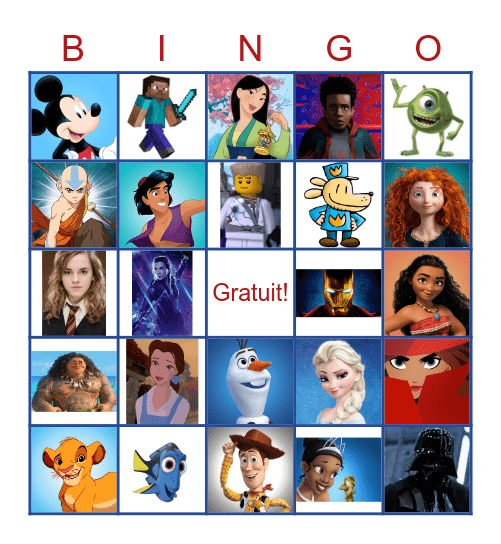 Personnage Fictif Bingo Card